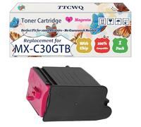 TTCWQ Compatible for Sharp MX-C30GTB MX-C30GTC MX-C30GTM MX-C30GTY Toner Cartridge Work for Sharp MX-C250F MX-C300P MX-C300W MX-C301 Printers (1 Pack Magenta)