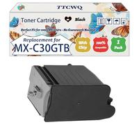 TTCWQ Compatible for Sharp MX-C30GTB MX-C30GTC MX-C30GTM MX-C30GTY Toner Cartridge Work for Sharp MX-C250F MX-C300P MX-C300W MX-C301 Printers (1 Pack Black)