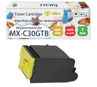 TTCWQ Compatible for Sharp MX-C30GTB MX-C30GTC MX-C30GTM MX-C30GTY Toner Cartridge Work for Sharp MX-C250F MX-C300P MX-C300W MX-C301 Printers (1 Pack Yellow)