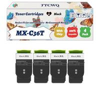 TTCWQ Compatible for Sharp MX-C36T Toner Cartridges Work for Sharp MX-C36TB MX-C36TC MX-C36TM MX-C36TY Printers, with Chip, High Yield 30000 Pages, High-Definition Printing (4 Pack Black)