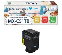 TTCWQ Compatible for Sharp MX-C51TB Toner Cartridges Work for Sharp MX-C507P Printers, with Chip, High Yield 16000 Pages, High-Definition Printing (1 Pack Cyan)
