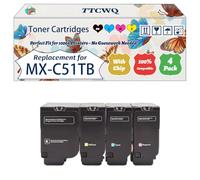 TTCWQ Compatible for Sharp MX-C51TB Toner Cartridges Work for Sharp MX-C507P Printers, with Chip, High Yield 16000 Pages, High-Definition Printing (4-Pack BK/C/M/Y)