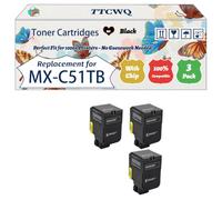 TTCWQ Compatible for Sharp MX-C51TB Toner Cartridges Work for Sharp MX-C507P Printers, with Chip, High Yield 16000 Pages, High-Definition Printing (3 Pack Black)