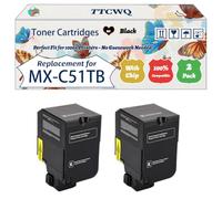 TTCWQ Compatible for Sharp MX-C51TB Toner Cartridges Work for Sharp MX-C507P Printers, with Chip, High Yield 16000 Pages, High-Definition Printing (2 Pack Black)