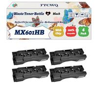 TTCWQ Compatible for Sharp MX601HB Waste Toner Bottle Work for Sharp MX-4060N MX-4060 MX-4051 Printers, with Chip, High Yield 100000 Pages, High-Definition Printing (4 Pack Black)