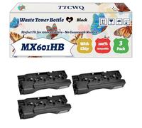 TTCWQ Compatible for Sharp MX601HB Waste Toner Bottle Work for Sharp MX-4060N MX-4060 MX-4051 Printers, with Chip, High Yield 100000 Pages, High-Definition Printing (3 Pack Black)