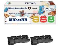 TTCWQ Compatible for Sharp MX601HB Waste Toner Bottle Work for Sharp MX-6070N MX-6070V MX-6071 Printers, with Chip, High Yield 100000 Pages, High-Definition Printing (2-Pack Black)