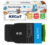 TTCWQ Compatible for Sharp MXC35T Toner Cartridge Work for Sharp MX-C357F MX-C407P Printers, with Chip, High Yield 10000 Pages, High-Definition Printing (1 Pack Cyan)