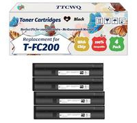 TTCWQ Compatible for Toshiba T-FC200 Toner Cartridges Work for Toshiba E-Studio 2000 AC E-Studio 2500 AC Printers, with Chip, High Yield 38400 Pages, High-Definition Printing (4 Pack Black)