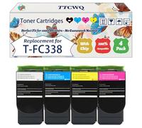 TTCWQ Compatible for Toshiba T-FC338 TFC338 Toner Cartridges Work for Toshiba E-Studio 388CS 338CP 338CS 388CP Printers, with Chip, High Yield 9000 Pages, High-Definition Printing (4-Pack BK/C/M/Y)