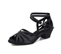 TTdancewear Dance Shoes for Women Low Heel Ballroom Dance Shoes Salsa Latin Practice Dancing Shoes Cuban Heels 1.5 inch, Black-1.5inch Heels, 6 UK