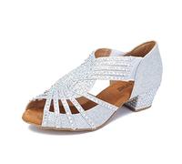 TTdancewear Women Rhinestone Dance Shoes Ballroom Latin Salsa Bachata Performance Dance Dancing Shoes, Silver-1.5inch Heels, 5 UK