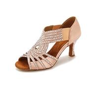 TTdancewear Women Rhinestone Dance Shoes Ballroom Latin Salsa Bachata Performance Dance Dancing Shoes, Nude-2.5inch Heels, 6.5 UK