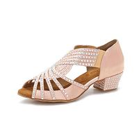TTdancewear Women Rhinestone Dance Shoes Ballroom Latin Salsa Bachata Performance Dance Dancing Shoes, Nude-1.5inch Heels, 6.5 UK