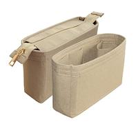 TTdayup Felt Tote Bag organizer with Zipper Small Purse Organizer Insert With 2 Packs fits NeoNoe Series,Beige