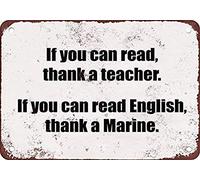 TTDECK If You Can Read English, Thank a Marine Funny Metal Tin Sign 8 x 12 Inches Vintage Iron Tin Retro Metal Sign
