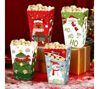 Ttdesefu 12pcs Christmas Popcorn Boxes Paper Candy Storage Containers Xmas Pattern Reusable and Recyclable