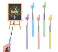 Ttdesefu 5 Pack Retractable Pointer Stick for Classroom Teacher Finger Stick Ideal for Teachers and Kids Reading Retractable Hand Shape Pointer in Pink Blue Green Yellow Purple