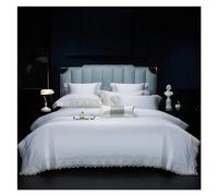 TTDGYYXW 1000TC Cotton Bedding Set 4pcs French Romantic Duvet Cover Set Flat Sheet Pillowcase Lace Bed Set Compatible with Adult, Luxury Bed in a Bag,White,Queen