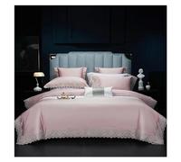 TTDGYYXW 1000TC Cotton Bedding Set 4pcs French Romantic Duvet Cover Set Flat Sheet Pillowcase Lace Bed Set Compatible with Adult, Luxury Bed in a Bag,White,Queen