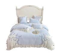 TTDGYYXW Bedding Double Bed Set Sheets & Pillowcases Warm Thickened Coral Flannel Bedspread Quilt Cover Bedding Double Sided Four Piece Set Bed Sheet Set Bed Sheets Set (Color : Blu, Size : 1.5-1.8m