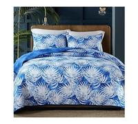 TTDGYYXW Comforter Bed Set Quilted Bedspread Printed Reversible Bed Cover Lightweight Quilt With 2 Pillowcases Quilt Bedspread Bedding Comforter Sets(Blue)