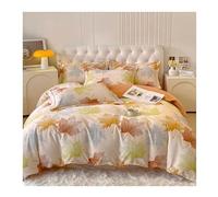TTDGYYXW Double Duvet Set Duvet Cover 4 Piece Set - 100% Cotton Duvet Cover Set, Breathable, Soft and Comfortable, Zip Closure Bedding, Maple Leaf Pattern Duvet Cover Set Bed Covers(2.0m bed sheet