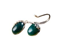 TTDGYYXW Fashion Creativity Vintage Thai Topaz Inlaid Marcasite Female Earrings/Green Chalcedony,