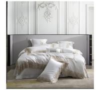 TTDGYYXW French Romantic Style 1000Tc Cotton Bedding Set 4Pcs White Duvet Cover Set Flat Sheet Pillowcase Lace Bed Set Compatible With Adult,Pink-King