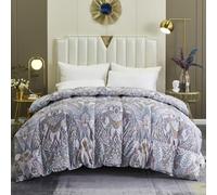 TTDGYYXW Goose Feather Down Comforter Queen Size - Printing Quilted Down Comforter - 800 Fill Power Ultra-Soft Fluffy Bed Comforters - All Season Warmth Duvet Insert with Corner Tabs,E-200X230CM