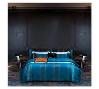 TTDGYYXW Luxury Gold Yarn Dye Bedlinen Bedding Set 1000TC Cotton Duvet Cover Flat Sheet Pillowcases,Bed, Gray, MM-102,Blue,FLAT BED SHEET_KING 4P