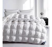 TTDGYYXW Pinch Pleat Feathers Down Comforter Queen Size Goose Down Comforter Duvet 100% Cotton Cover 800 Fill Power Cloud-Like Fluffiness Warmth All Season Duvet Insert with Corner Tabs,Pink-180X220CM