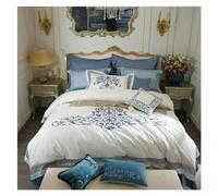 TTDGYYXW White Cotton Luxury Embroidery Bedding Set 4Pcs King Queen Size Bed Sheet Set Duvet Cover Pillowcases,Bed,A,Queen size 4 pcs