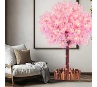 TTDMK Artificial Cherry Blossom Tree with LED Light, Handmade Pink Cherry Tree, Weeping Cherry Blossom Tree Artificial for Garden, Party, Wedding, Home Decor, Indoor & Outdoor (5ft Tall/1.5M/6 Trunks)
