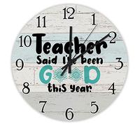 Tteacher Said I'Ve Been Good This Year - Merry Chritsmas Round Wall Clock Colorful Frameless Wall Clock Modern Clocks Decorative For School Living Room Dining Room 25Cm