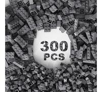 TTEHGB TOY 300 Pcs Classic Building Bricks, Dark Grey Bulk Compatible With Lego Parts and Pieces, Creative Block Toys for Boys Girls Ages 3 4 5 6 7 8 9 10 Year Old(Dark Pcs) (M0653-25)