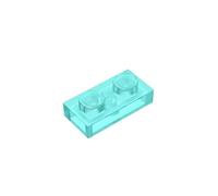 TTEHGB TOY Classic Building Plate 1x2 100 Pieces, Compatible with All Major Brands Parts and Pieces 3023 (Colour: Trans-Light Blue)