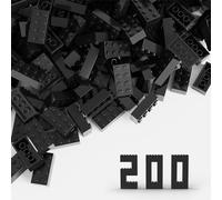 TTEHGB TOY Classic Bulk Brick Block 2x4, 200 Piece Building Brick Black, Compatible with Lego Parts and Pieces 3001(Colour:Black)