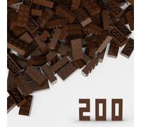 TTEHGB TOY Classic Bulk Brick Block 2x4, 200 Piece Building Brick Brown, Compatible with Lego Parts and Pieces 3001(Colour:Brown)