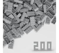 TTEHGB TOY Classic Bulk Brick Block 2x4, 200 Piece Building Brick Light Gray, Compatible with Lego Parts and Pieces 3001(Colour:Light Gray)