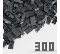 TTEHGB TOY Classic Bulk Brick Block 2x4, 300 Piece Building Brick Dark Grey, Compatible with Lego Parts and Pieces 3001(Colour:Dark Grey)