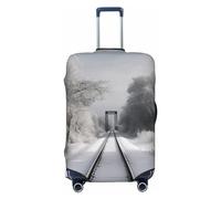 Ttetddd Travel Luggage Cover Snowy Train Tracks Suitcase Covers for Luggage Fashion Suitcase Protector Fits 18-32" Luggage, Black, Small, Luggage Set