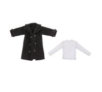 TTETTZ 2 Pieces Action Figure Clothes Long Coat Overcoat And Long-sleeved Shirt As Doll Outfit Made of Material for 6 Inch Figures As A Gift And for D, Black