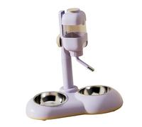 TTETTZ Automatic Feeder with Adjustable Stainless Steel Drinking Bowl, Removable Water Bottle, Drip Stand for Cats, Dogs, And, violet
