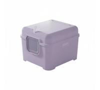 TTETTZ Cat Toilet Large Enclosed Cat Waste Container Comfortable Covered Odor Containing Structure Suitable for Busy Families Pet Lovers, Cream Purple