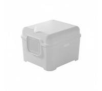 TTETTZ Cat Toilet Large Enclosed Cat Waste Container Comfortable Covered Odor Containing Structure Suitable for Busy Families Pet Lovers, Cream White