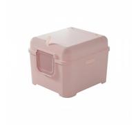 TTETTZ Cat Toilet Large Enclosed Cat Waste Container Comfortable Covered Odor Containing Structure Suitable for Busy Families Pet Lovers, Cream Pink