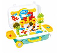TTETTZ Children Screw Assembly Toy With Portable Suitcase Storage Interactive Building Kit With Perforated Board And Dedicated Screwdriver Tools For Hands On