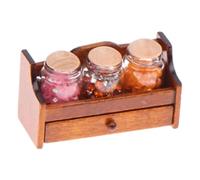 TTETTZ Dollhouse Miniature Storage Jar Set with Storage Shelf Storage Jar Kitchen Accessories Cabinet Decoration Made of Wood for Collectors Dollhouse Lovers, Red