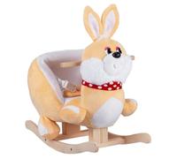TTETTZ Infant Soft Animal Rocking Chair with Belt Padded Seat Wooden Base for Balance Coordination Development Suitable for Nursery Playroom, Yellow
